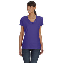 Fruit of the Loom Women's Purple 5 oz. HD Cotton V-Neck T-Shirt