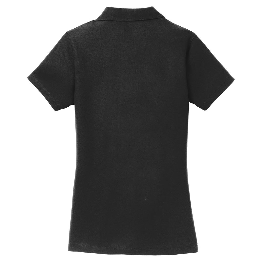 Port Authority Women's Black Silk Touch Y-Neck Polo
