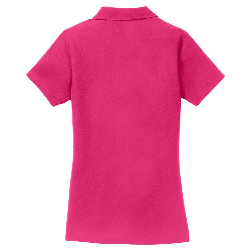 Port Authority Women's Pink Raspberry Silk Touch Y-Neck Polo