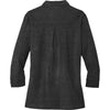 Port Authority Women's Black 3/4-Sleeve Meridian Cotton Blend Polo