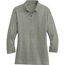 Port Authority Women's Monument Grey 3/4-Sleeve Meridian Cotton Blend Polo