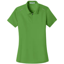 Port Authority Women's Treetop Green Pinpoint Mesh Zip Polo