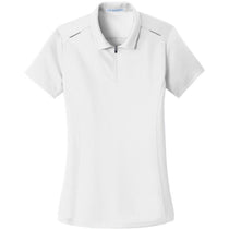 Port Authority Women's White Pinpoint Mesh Zip Polo