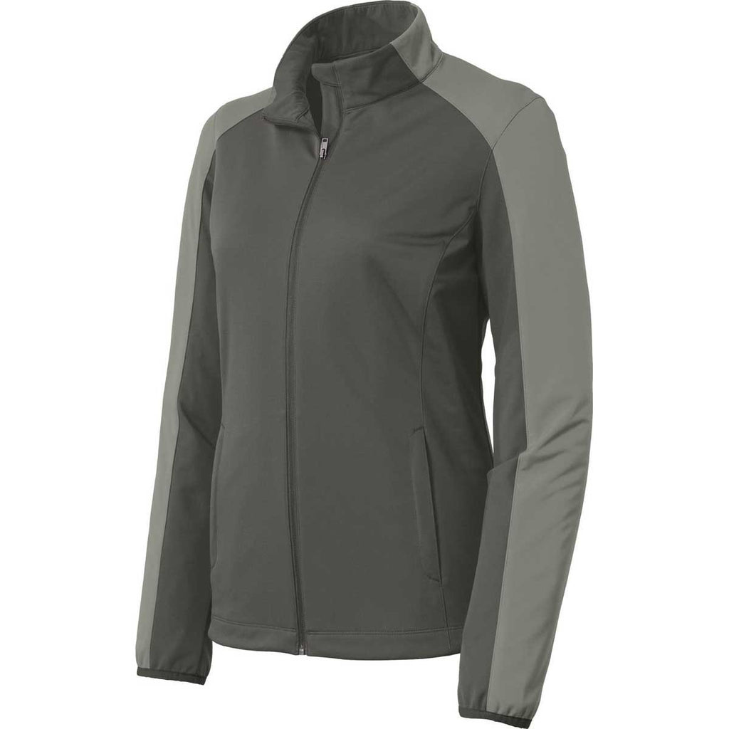 Port Authority Women's White/Rogue Grey Active Colorblock Soft Shell Jacket