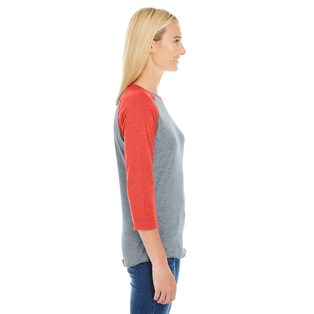 LAT Women's Vintage Heather/Vintage Orange Baseball Fine Jersey T-Shirt