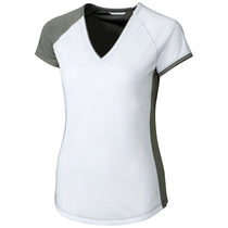 Cutter & Buck Women's Elemental Grey Short Sleeve Presley V-Neck