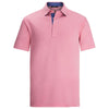 Bugatchi Men's Pink Short Sleeve Three Button Polo Collar