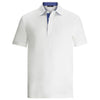 Bugatchi Men's White Short Sleeve Three Button Polo Collar