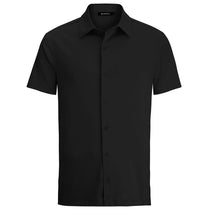 Bugatchi Men's Black Short Sleeve Full Button Spread Self Collar