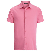 Bugatchi Men's Pink Short Sleeve Full Button Spread Self Collar