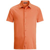 Bugatchi Men's Tangerine Short Sleeve Full Button Spread Self Collar