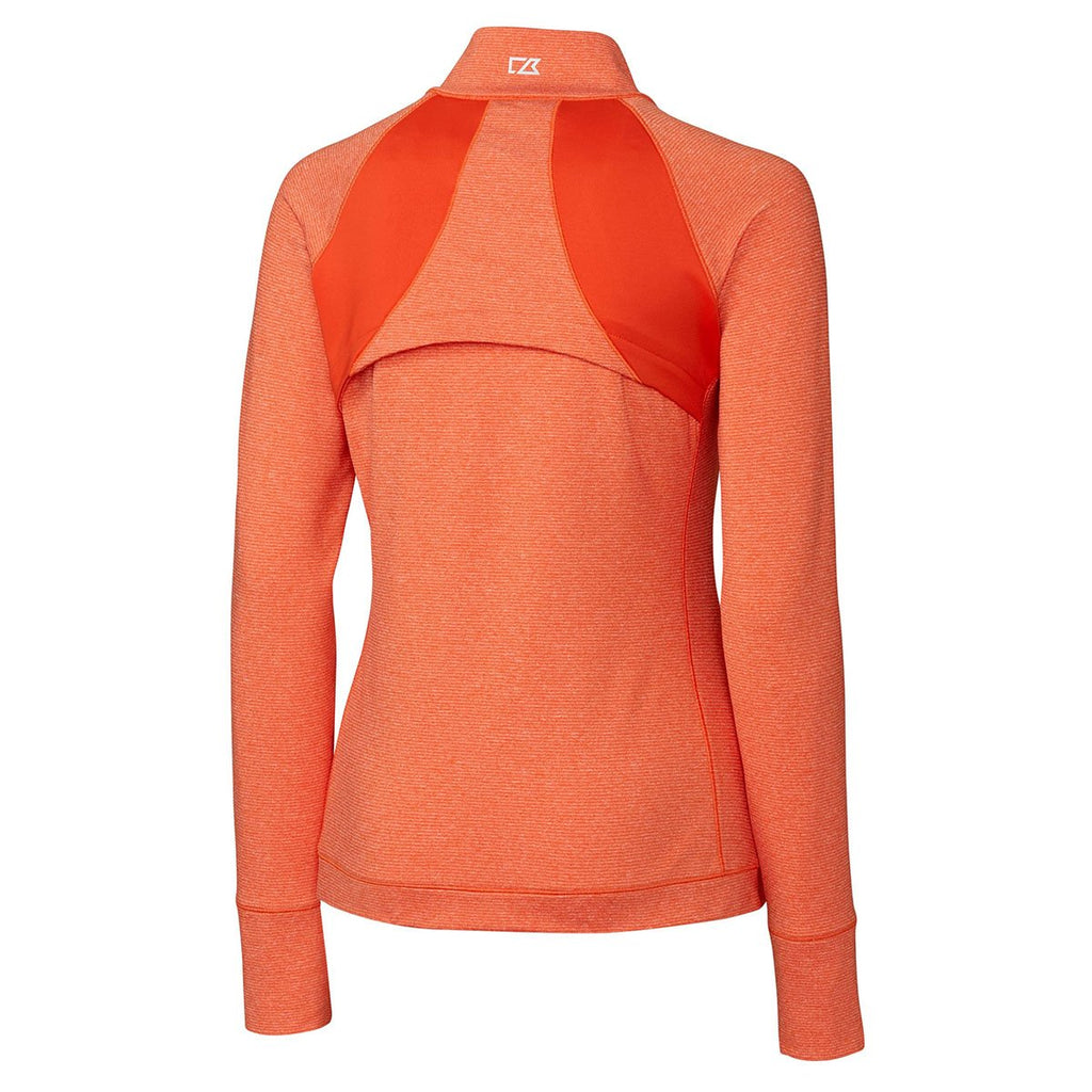 Cutter & Buck Women's College Orange Heather Shoreline Colorblock Full-Zip