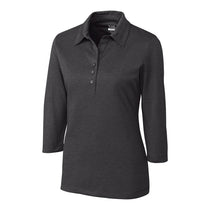 Cutter & Buck Women's Charcoal Heather DryTec 3/4 Sleeve Chelan Polo