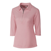 Cutter & Buck Women's Cardinal Red/White Blaine Oxford 3/4 Sleeve Zip Polo