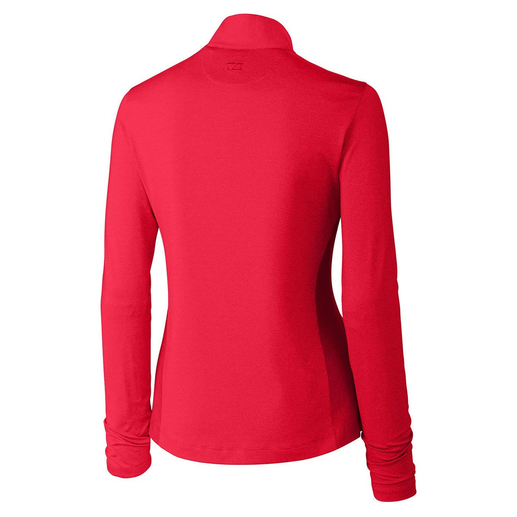 Cutter & Buck Women's Red DryTec Long Sleeve Madeline Half -Zip Mock