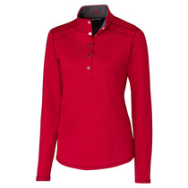 Cutter & Buck Women's Red Ladies DryTec Evergreen Reversible Half-Snap