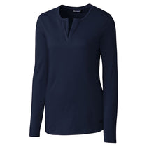 Cutter & Buck Women's Liberty Navy DryTec Long Sleeve Avail Double V-Neck