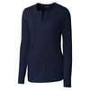 Cutter & Buck Women's Liberty Navy DryTec Long Sleeve Avail Double V-Neck