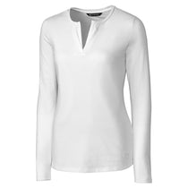 Cutter & Buck Women's White DryTec Long Sleeve Avail Double V-Neck