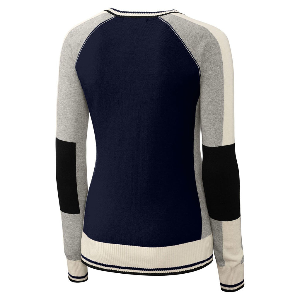 Cutter & Buck Women's Liberty Navy Stride Colorblock Sweater