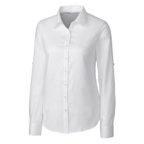Cutter & Buck Women's White L/S Epic Easy Care Mini Herringbone