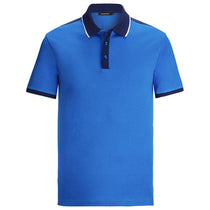 Bugatchi Men's Classic Blue Short Sleeve Three Button Polo Collar