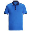 Bugatchi Men's Classic Blue Short Sleeve Three Button Polo Collar