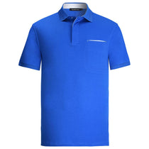 Bugatchi Men's Classic Blue Short Sleeve Three Button Polo Collar Hidden Placket