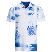 Bugatchi Men's Floral Turquoise Short Sleeve Three Button Self Collar
