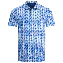 Bugatchi Men's Triangle Turquoise Short Sleeve Three Button Self Collar