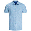 Bugatchi Men's Turquoise Short Sleeve Three Button Self Collar