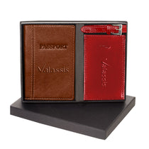 Leeman Red Whitney Peconic Passport and Luggage Tag Set