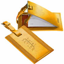 Leeman Yellow Majestic Leather Luggage Tag