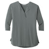 Port Authority Women's Grey Smoke Concept 3/4-Sleeve Soft Split Neck Top