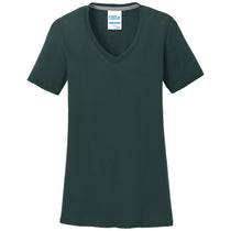 Port & Company Women's Dark Green Performance Blend V-Neck Tee