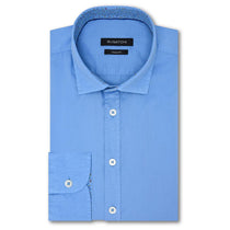 Bugatchi Men's Classic Blue Long Sleeve Small Point Collar No Pocket