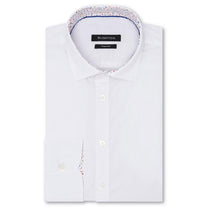 Bugatchi Men's White Long Sleeve Small Point Collar No Pocket