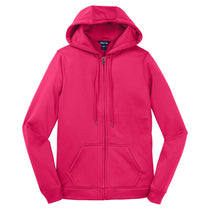 Sport-Tek Women's Neon Pink Sport-Wick Fleece Full-Zip Hooded Jacket