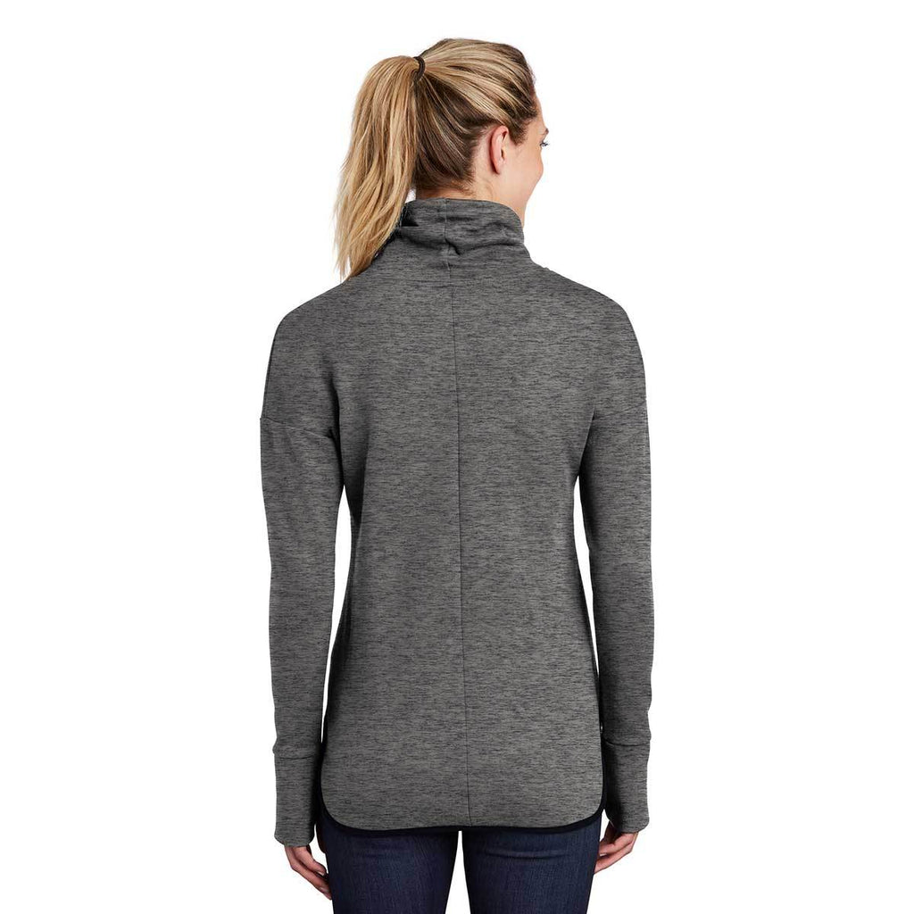 Sport-Tek Women's Dark Grey Heather Triumph Cowl Neck Pullover