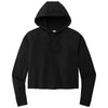 Sport-Tek Women's Black Triad Solid PosiCharge Tri-Blend Wicking Fleece Crop Hoodie