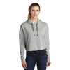 Sport-Tek Women's Light Grey Heather PosiCharge Tri-Blend Wicking Fleece Crop Hoodie