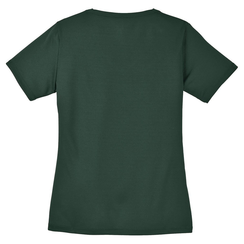 Sport-Tek Women's Dark Forest Green PosiCharge RacerMesh V-Neck Tee