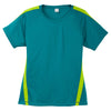 Sport-Tek Women's Tropic Blue/Lime Shock Colorblock PosiCharge Competitor Tee