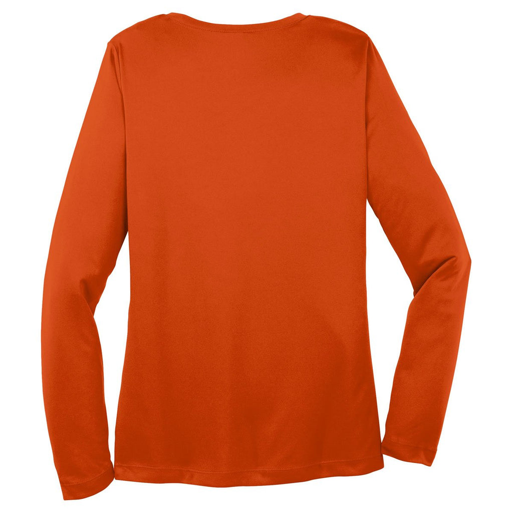 Sport-Tek Women's Deep Orange Long Sleeve PosiCharge Competitor V-Neck Tee