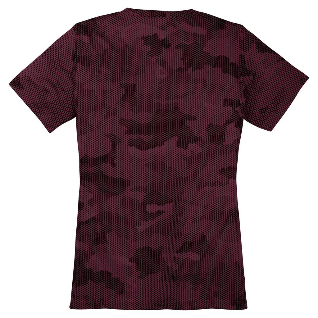 Sport-Tek Women's Maroon CamoHex V-Neck Tee