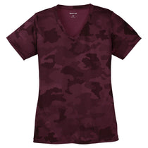 Sport-Tek Women's Maroon CamoHex V-Neck Tee