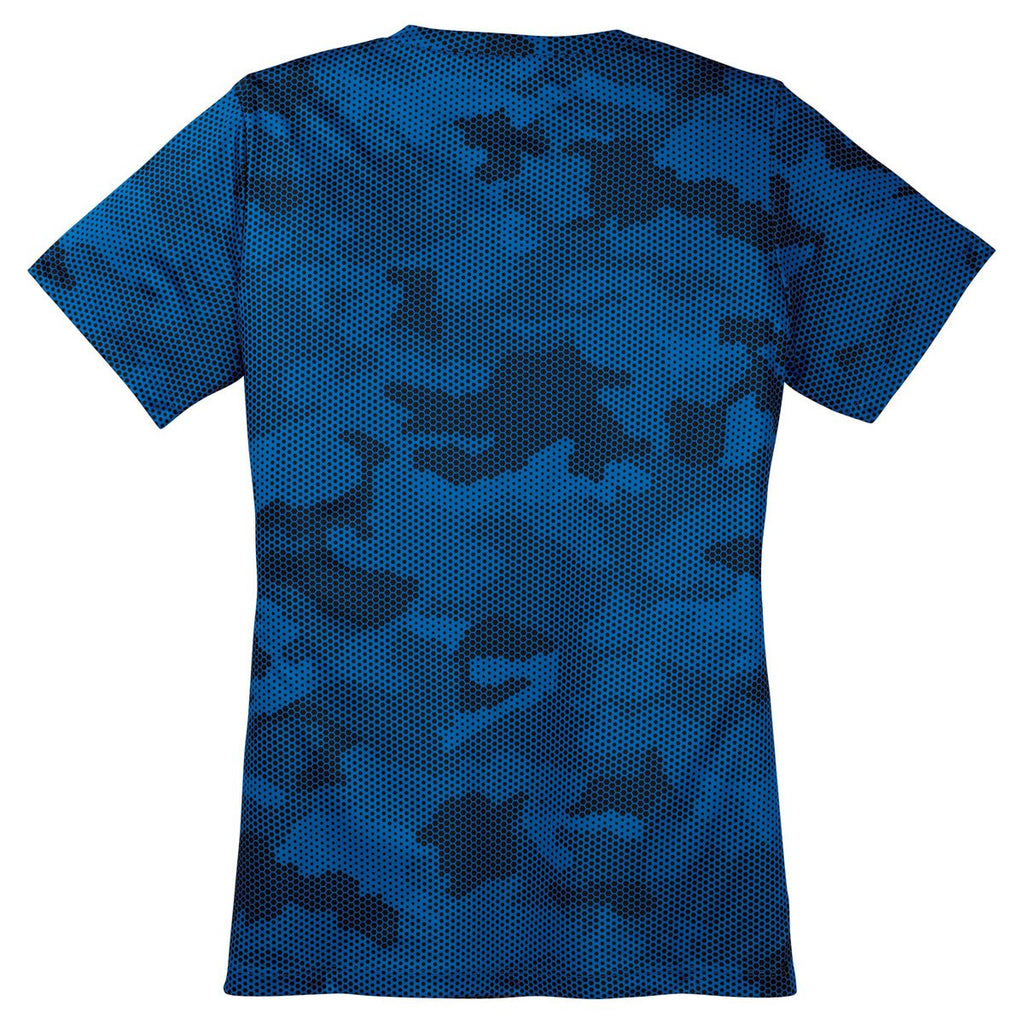 Sport-Tek Women's True Royal CamoHex V-Neck Tee