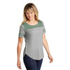 Sport-Tek Women's Forest Heather/Light Grey Heather PosiCharge Tri-Blend Wicking Fan Tee