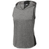 Sport-Tek Women's Black/Dark Grey Heather PosiCharge Tri-Blend Wicking Draft Hoodie Tank