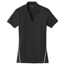 Sport-Tek Women's Black/Heather Grey Contrast PosiCharge Tough Polo
